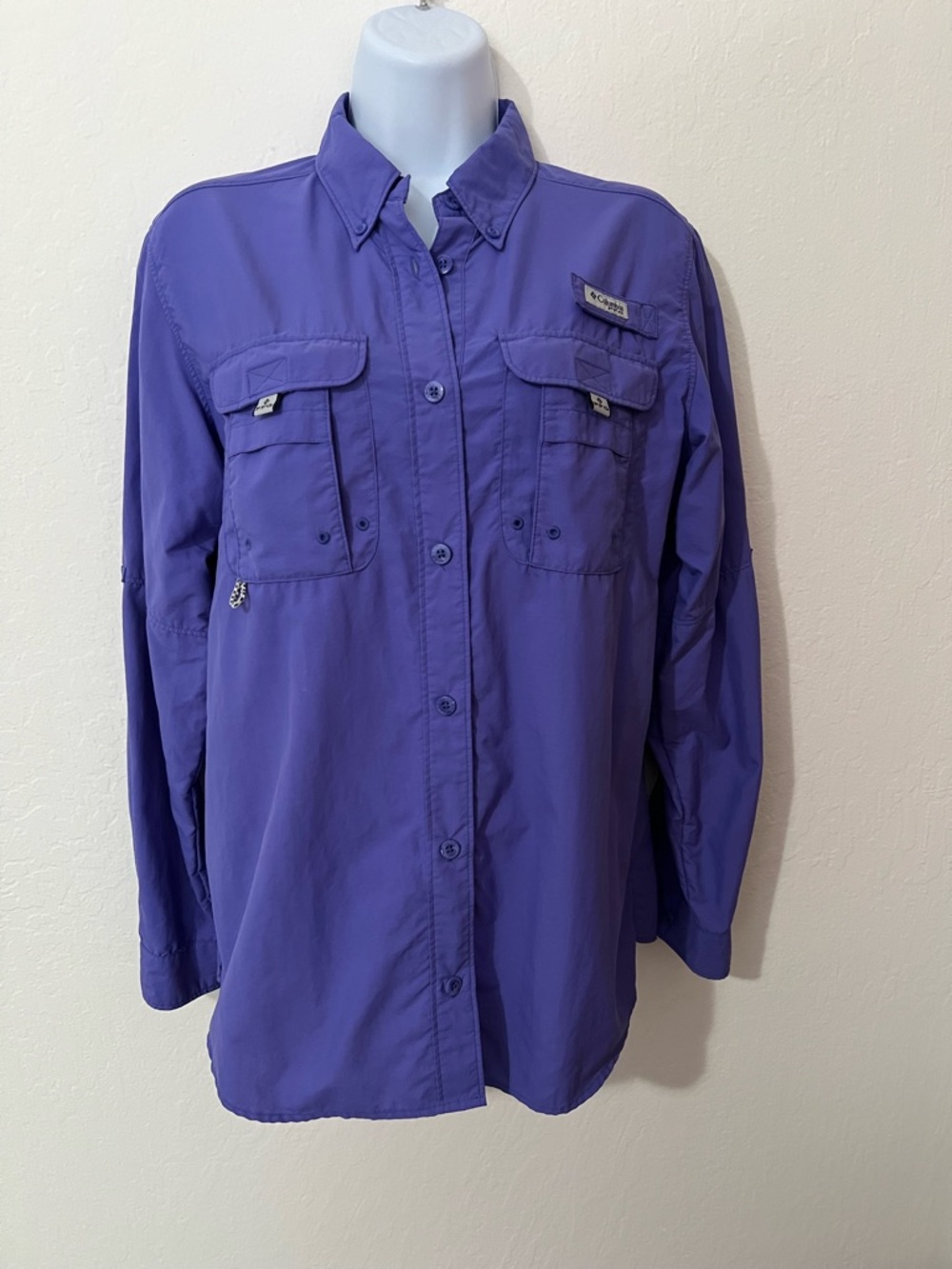 Columbia Women’s PFG Purple Long-Sleeve Button-Down Outdoor Shirt